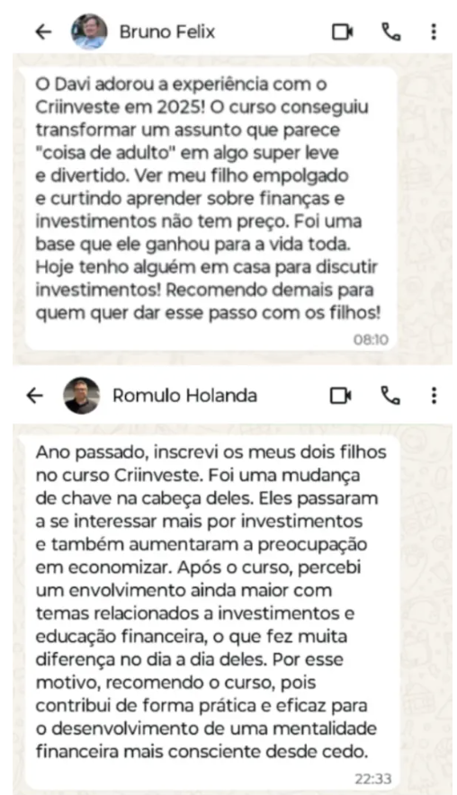 Depoimento real de pai ou aluno do CRIINVESTE — 3