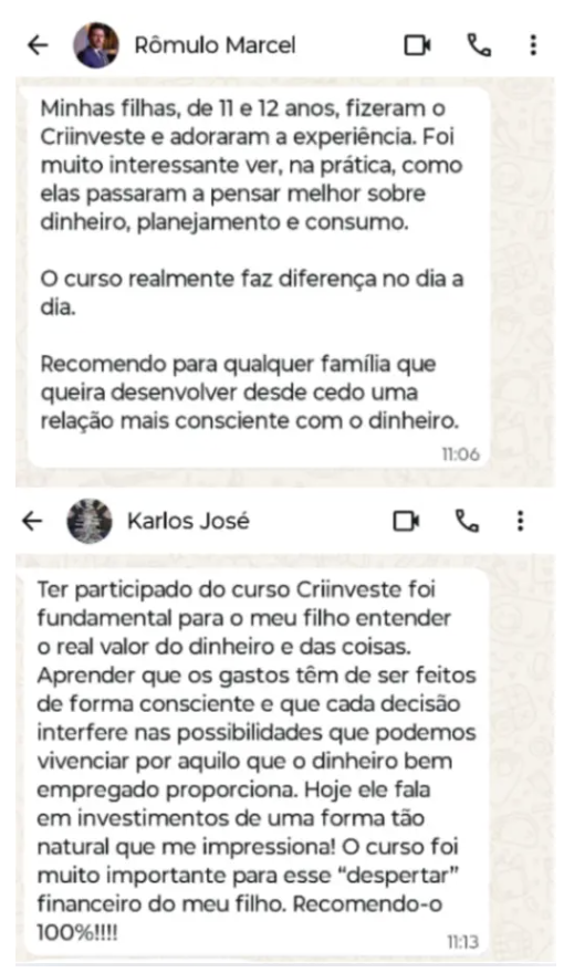 Depoimento real de pai ou aluno do CRIINVESTE — 6